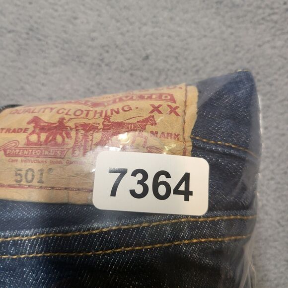 Levis 501 Jeans Mens 36x30 Blue Denim Straight Leg Distressed Button Fly - Picture 9 of 9